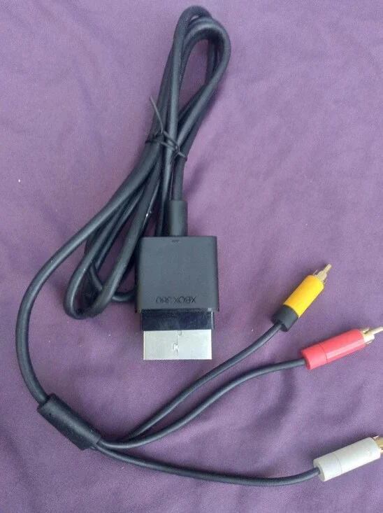 Xbox 360 Composite AV Cable - Black with Red & Yellow Plugs