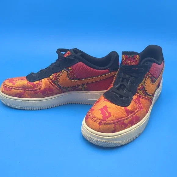 Size 6Y Nike Air Force‎ 1 Low Premium Chinese New Year Orange Red Floral