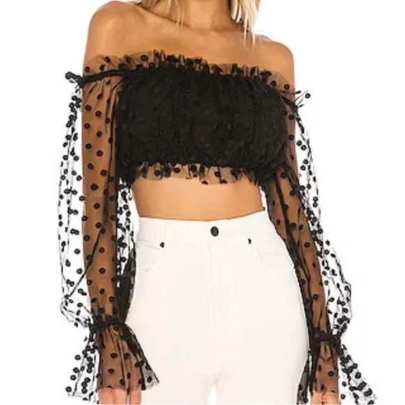 Majorelle Revolve Baby Bye Bye Top Black Dot Tulle Size Small