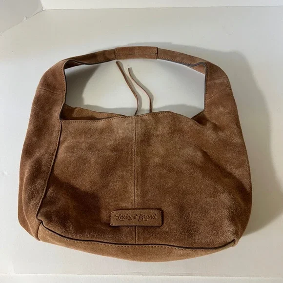 Lucky Brand Clem Suede Slouchy Hobo Bag Cognac Brown Shoulder Bag