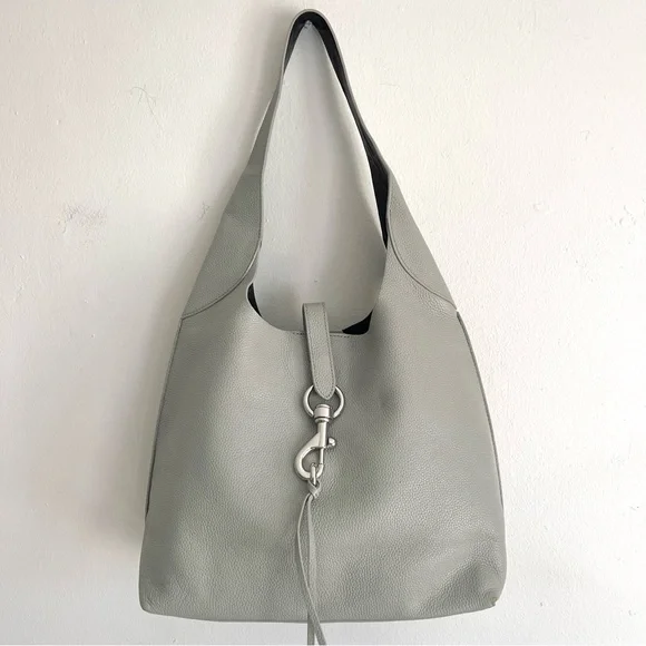 Rebecca Minkoff Megan Leather Boho Hobo Shoulder Bag In Perla Gray
