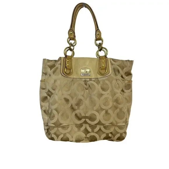 Coach Gold Logo C Satchel Shoulder Bag Large