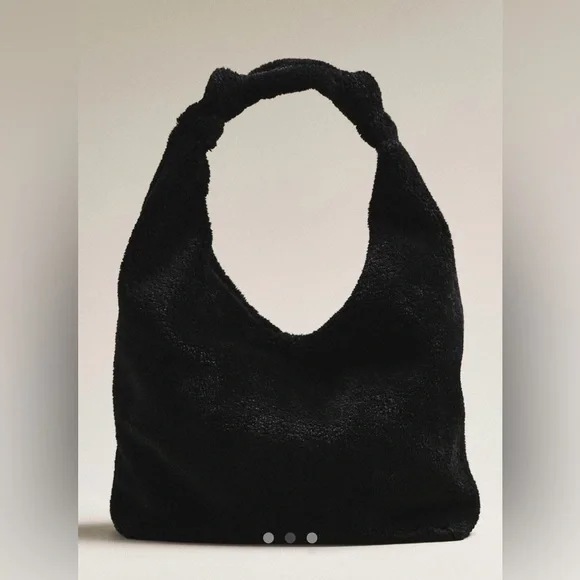 NWT Anthropologie The Love Knot Slouchy Bag: Sherpa Fleece Edition