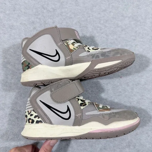 Nike Kyrie Infinity Basketball Shoes Kids 1Y Grey Camo Leopard DD0332-006