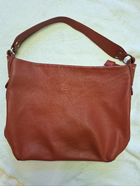 Valentina Italy Pebbled Leather Hobo Shoulder Bag 🇮🇹 Brick Red | Made in Italy