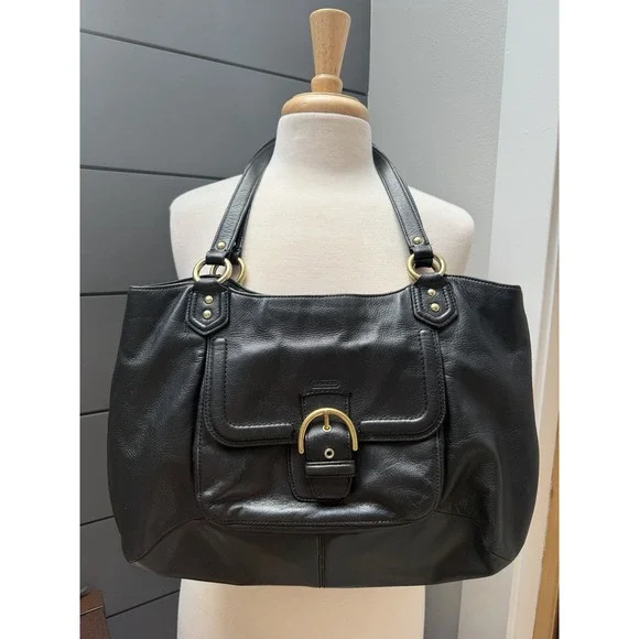 Coach F24961 Campbell Carryall Black Bag POCKETS! Travel Festival Luxury Hobo