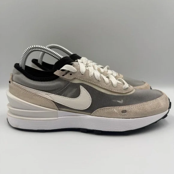 Nike Waffle One Youth Size 5Y Sneakers Mesh Suede Summit White Black Grey