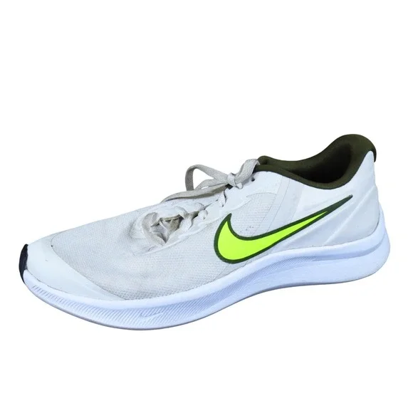 Nike Star Runner 3 Kids Running Shoes Size 7Y Athletic White Volt DA2776-011
