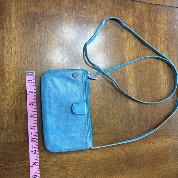 Hobo Original‎ Teal Distressed Leather Crossbody Purse Tassel Long + Short Strap