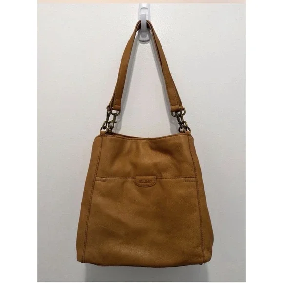 American Leather Co Genuine Leather Hobo Tote Bag Tan Dual Strap Shoulder Purse