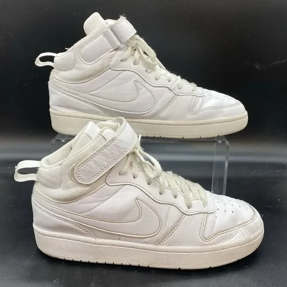 Nike Court Borough Mid 2 Triple White Youth Shoes CD7782-100 GS Size 7Y