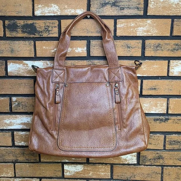 Women Large Tote Shoulder Handbag Soft Faux Leather Satchel Bag Hobo Purse Brown