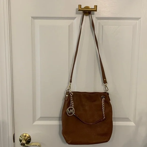 Michael Kors classic brown Pebbled Leather dual‎ Crossbody/shoulder bag