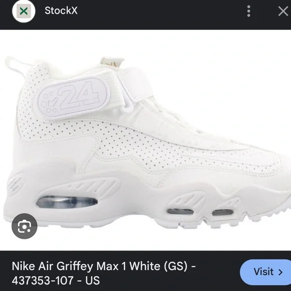 Rare Nike Air Griffey Max 1 White (GS) 437353-107 7Y basketball