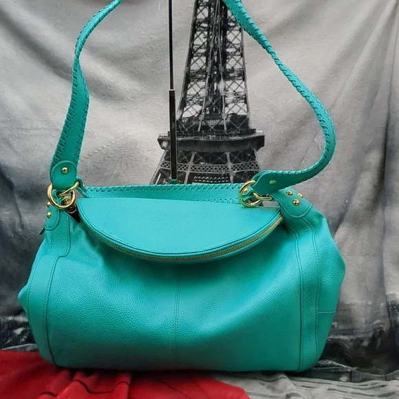 Onna Ehrich Cyan large leather bag