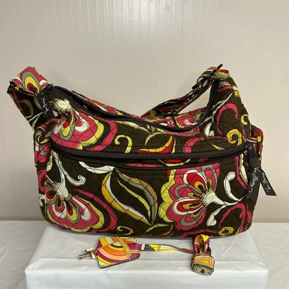 Vera Bradley Hobo Bag Floral Design with vintage lock and key pushet- Vintage