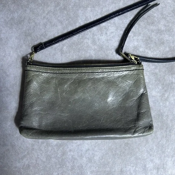 Hobo The Original Leather Grey Small Crossbody Zip Closure