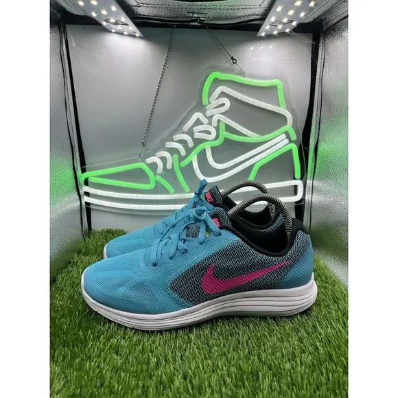 Nike Revolution 3 819416-401 Youth Running  Shoes Blue Pink‎ Size 7Y Womens 8.5
