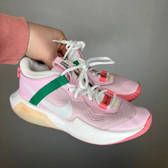 Nike Air Zoom‎ Crossover GS Pink Green White Basketball Shoes Kids 3.5Y