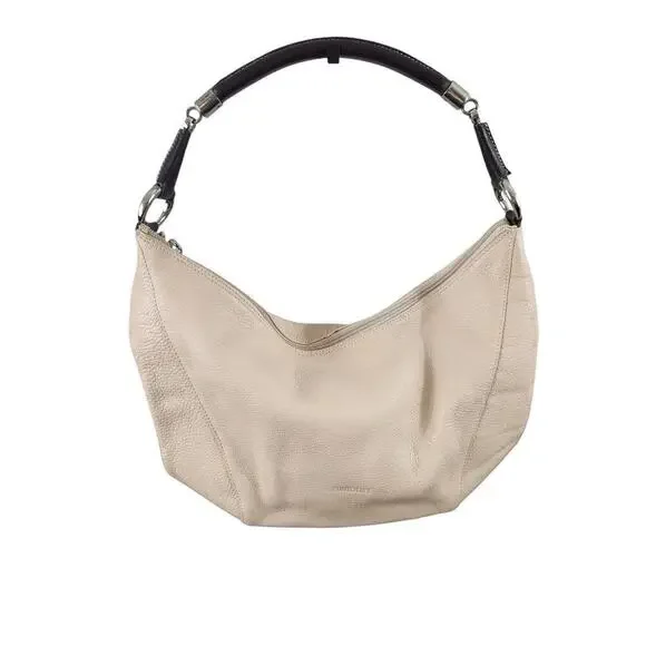 PuntoTres Genuine leather hobo shoulder bag white black made in Spain purse