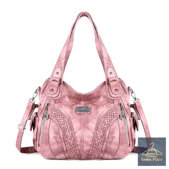 Large Hobo Tote Bag with Adjustable Strap, Multiple Pockets, PU Leather