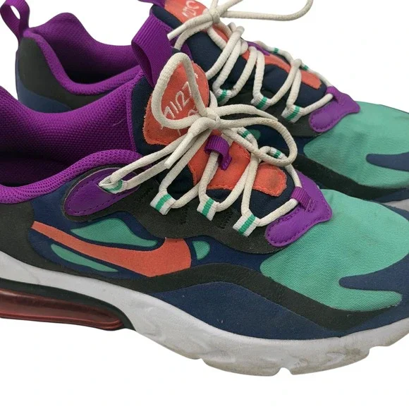 Nike Air Max 270 React BQ0103-402 Multi-Color Sneakers Youth 6Y Women 7.5 Used