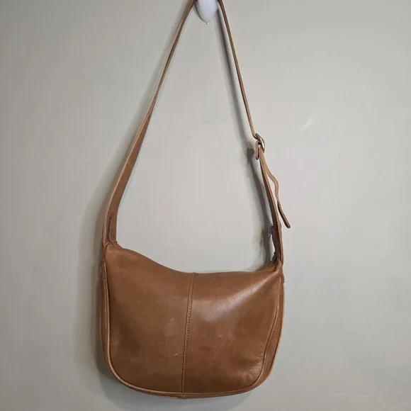 Vintage Tan Leather Hobo Crossbody Bag Medium Brown Shoulder Satchel Morocco