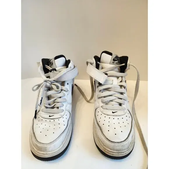 Nike Air Force 1 Mid LE GS Youth Size‎ 6.5 White Black Sneakers DH2933-103