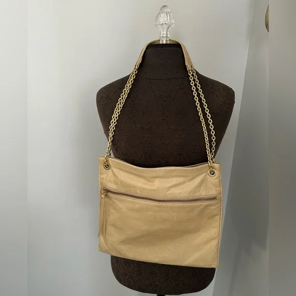 HOBO‎ Elegant gold Leather Shoulder Bag gold shoulder strap