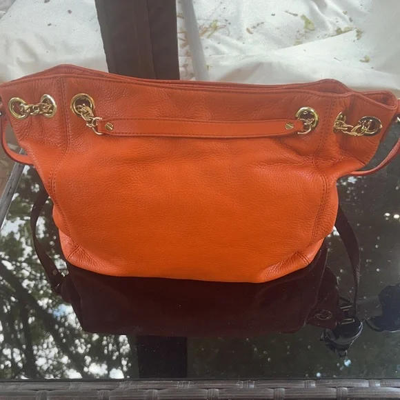 Michael kors orange leather tote
