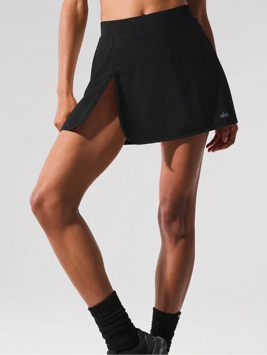 ALO Yoga Black Mini Skort with Front Slit