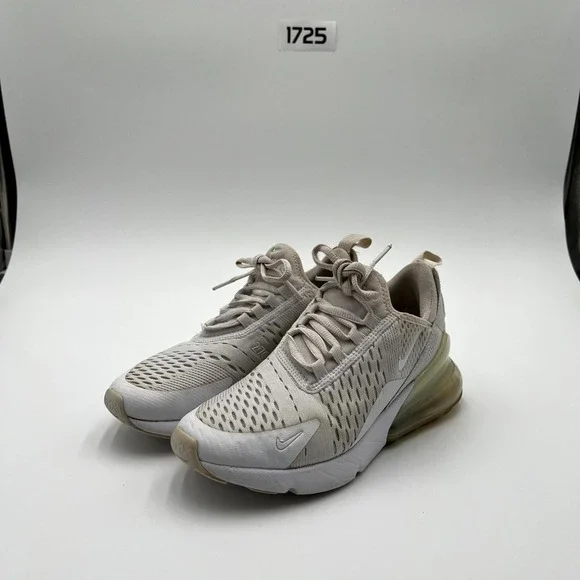 Nike‎ Air Max 270 943345-103 Boys 5 Us Casual Shoes White Silver Mesh Sneaker