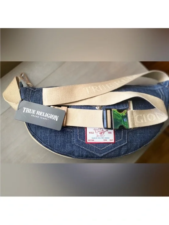 NWT True Religion Utility Hobo Denim Bag w/ Shoulder Crossbody Strap HorseShoe