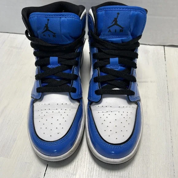 Nike Air Jordan 1 Mid SE Signal Blue 7 youth 8.5 womens white blue black 3076‎