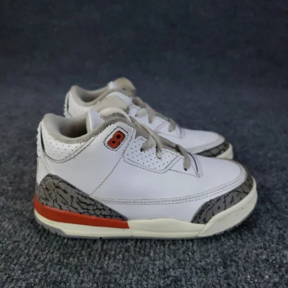 Nike Air Jordan 3 Retro Shoes Georgia Peach‎ Toddler Size 9C White Sneakers