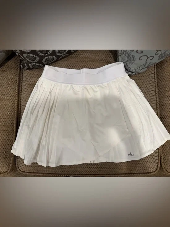 ALO Yoga White Pleated Skirt