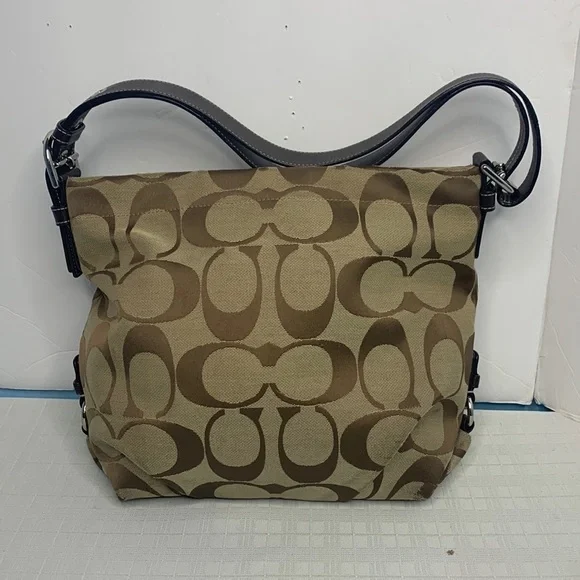 24CM SIGNATURE DUFFLE (COACH F15067) SILVER/KHAKI/MAHOGANY
