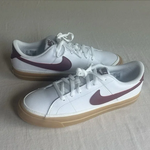 New Nike Court Legacy Big Kids' Shoes (White/Gum Yellow/Team Red) Size 7Y