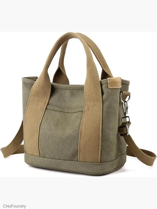 Canvas Tote Multi-Pocket Satchel Shoulder Bag Hobo Handbag Women