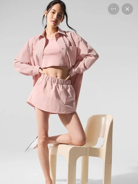 Alo Pink Pinstripe Set. Top(s) Skirt(m)