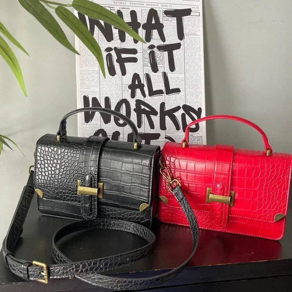 Women’s Classy Croc Embossed Crossbody Shoulder Top Handle Handbag Purse