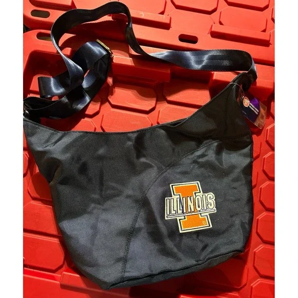 NEW Little Earth NCAA University‎ of Illinois Navy Blue Hobo Style Purse