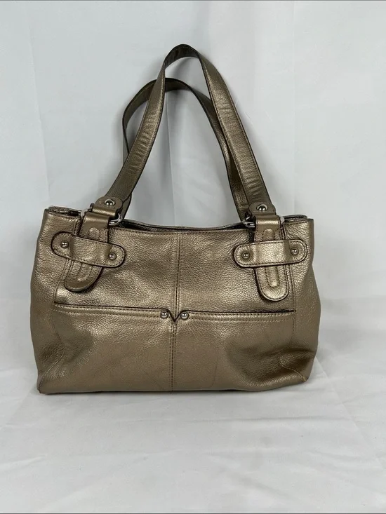 Tignanello metallic gold leather shoulder bag
