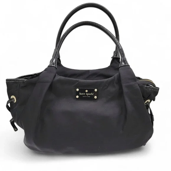 Kate Spade New York STEVIE‎ Classic Black Nylon/Patent Trim Hobo Bag Purse READ