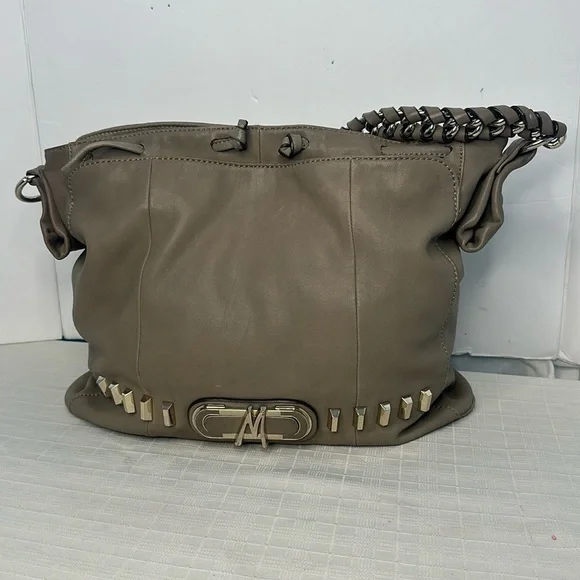MARCIANO Bag in tan leather with light gold hardware