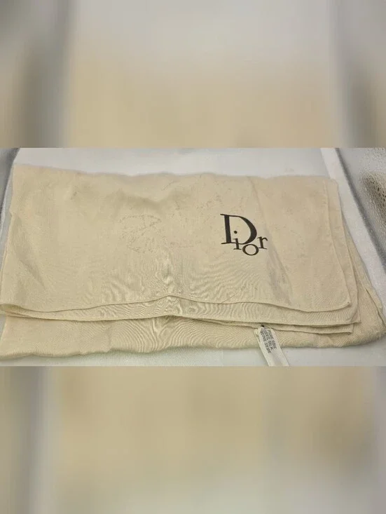 Vintage Christian Dior Cream Pure Silk Logo Scarf Wrap Stained