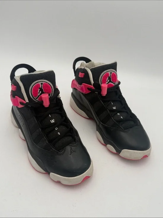 Nike air Jordan 6 rings Black Pink High-Top Basketball Shoes youth 4.5 retro