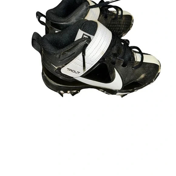 Nike Kids Force Zoom Trout 7 Baseball Cleats size 10 child black white high top
