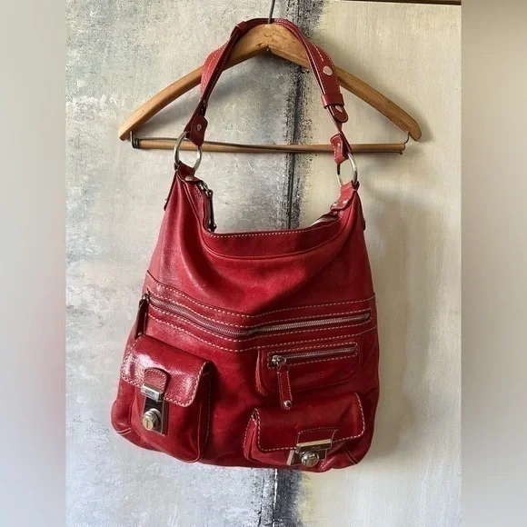 Copy — TOD’S Red Leather “Took Tracolla” Large Hobo Bag