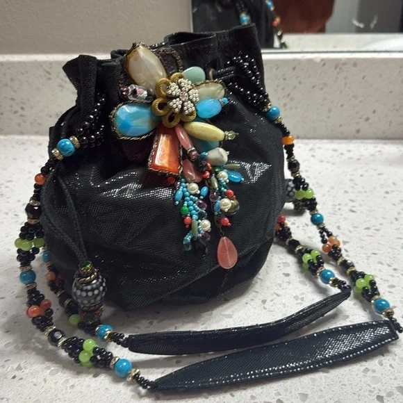 Mary Frances‎ Beaded Pouch bag Evening shoulder vintage authentic retro bling